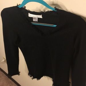 Cashmere fringe black sweater!